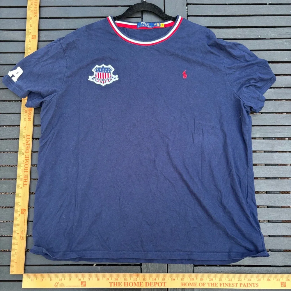 Polo Ralph Lauren T-Shirt Mens XXL Navy Blue Excellent USA Olympic Patch